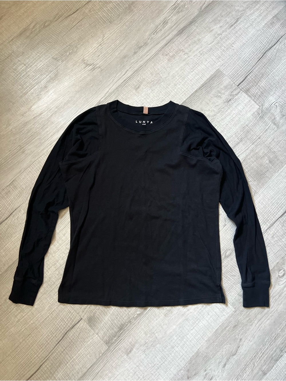 LUNYA Black Long-Sleeve Black Crew Tee Pajama Shirt